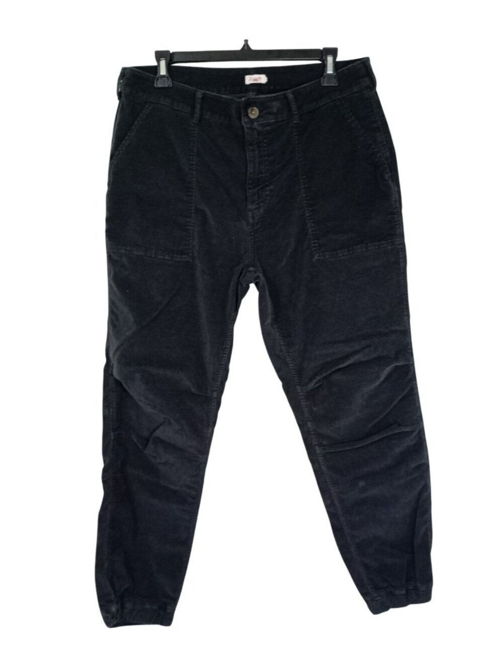 Faherty Black Corduroy Jogger Pants Organic Cotton Blend Elastic Cuffs Size M
